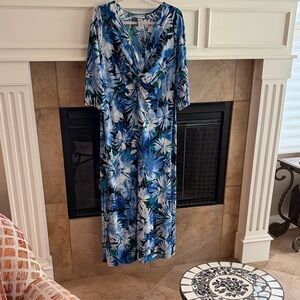 Catherines Blue and Black Floral Dress